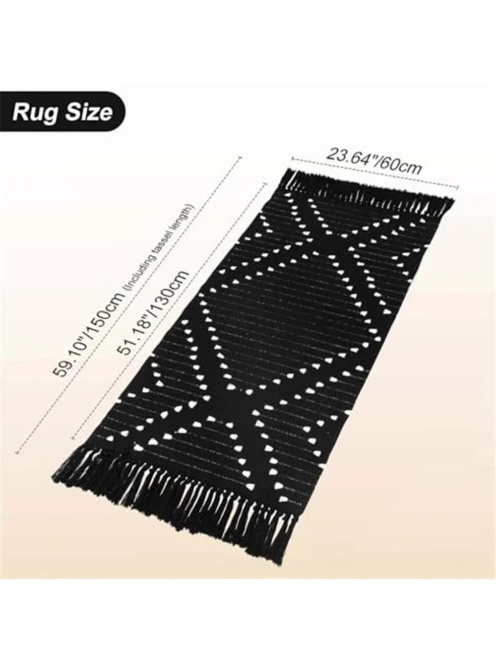 Boho Kitchen Rug 2' x 4.3' Washable Bathroom Runner with Tassel